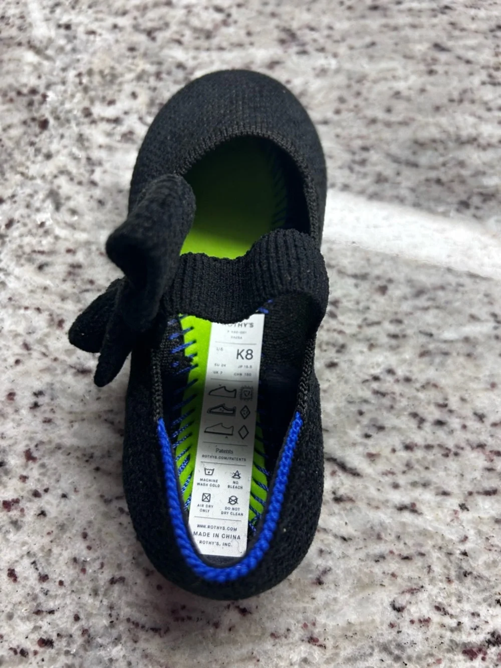 Rothy's Black Knit Bow Mary Jane Kids Dress Shoes